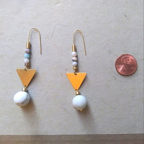 Amazonite 'Triangulated' Earrings - Picture 3 of 3